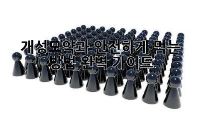 개성모약과 안전하게 먹는 방법 완벽 가이드